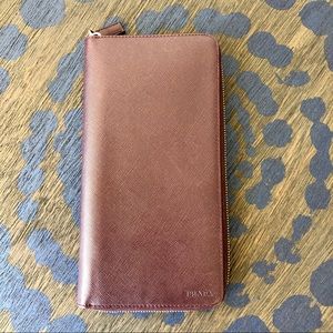 Prada Saffiano Zip-Around Wallet - Bordeaux